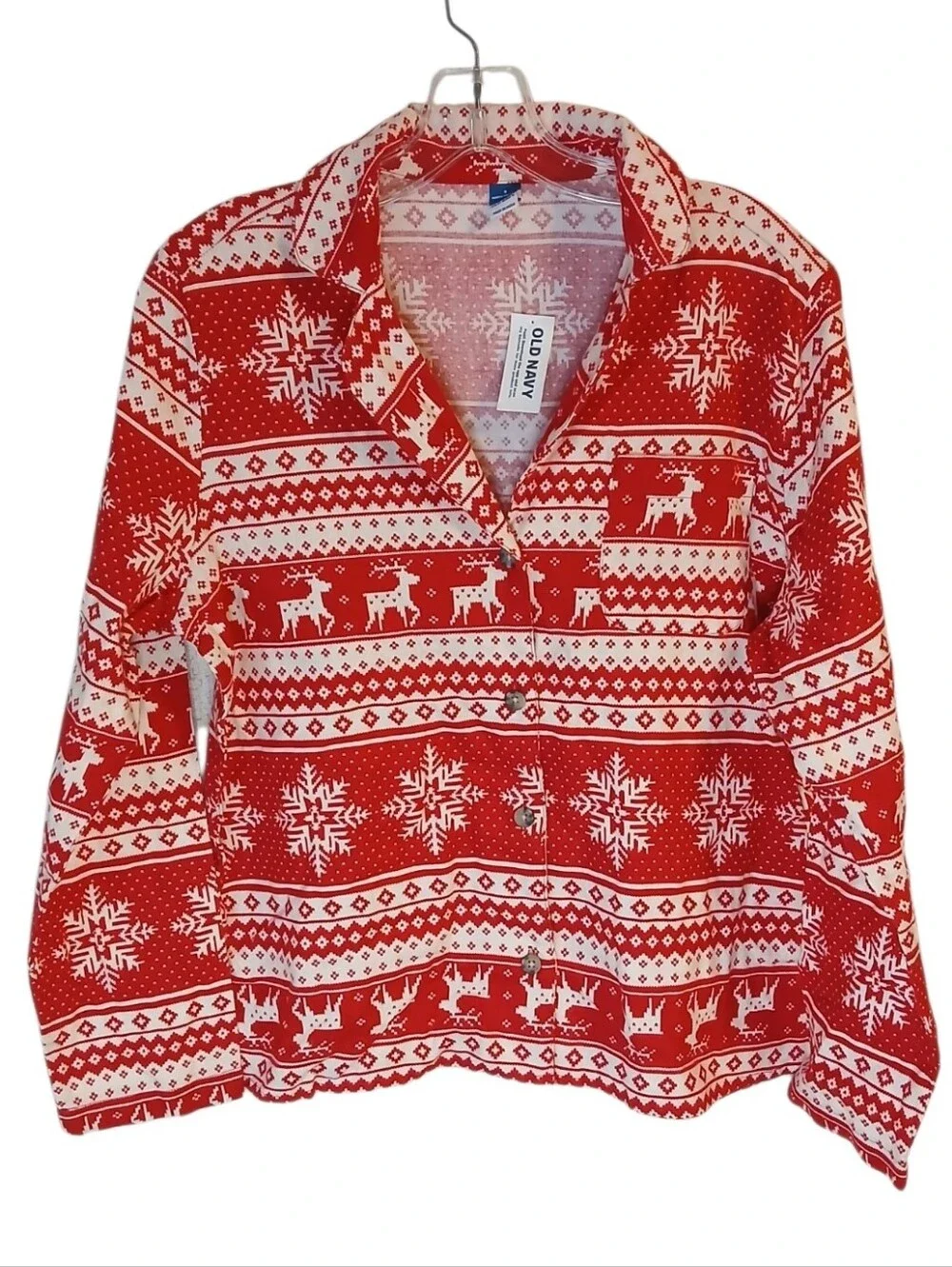Old Navy Red and White Flannel Pajama Top Size Small NWT